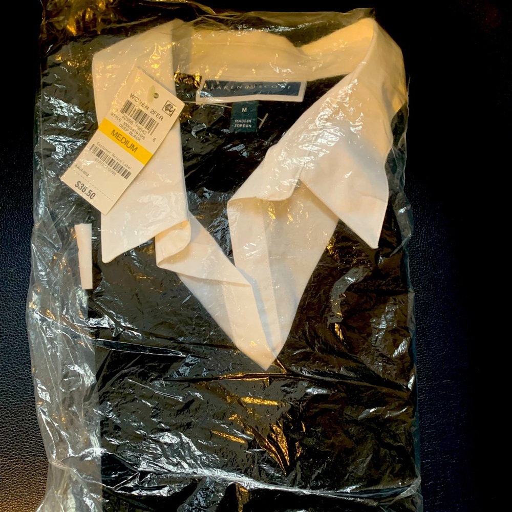 Woman’s Black Shirt with White Collar